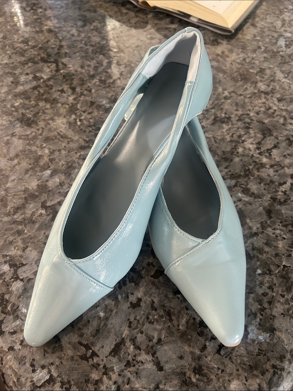 Beautiful Blue Patent Vegan Leather Shoes Sz 7